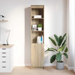 Berkfield Home Highboard Sonoma Oak 37.5x35x180 cm Engineered Wood in Brown - thumbnail 3