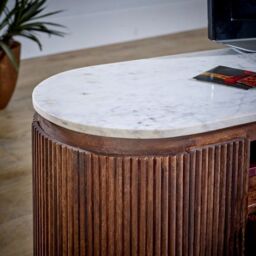 Indian Hub Opal Large TV Stand with Marble Top & Metal Legs - L40 x W170 x H50 cm in Brown - thumbnail 8