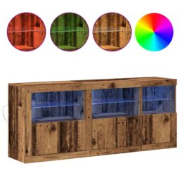 Berkfield Home Sideboard with LED Lights Old Wood 162x37x67 cm Engineered Wood in Brown - Size: 162 x 37 x 67 cm - thumbnail 4