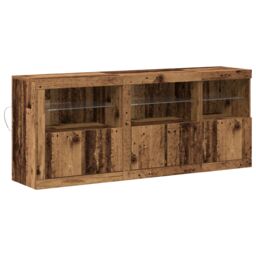 Berkfield Home Sideboard with LED Lights Old Wood 162x37x67 cm Engineered Wood in Brown - Size: 162 x 37 x 67 cm - thumbnail 2