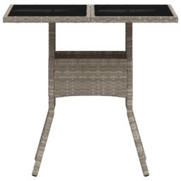 Berkfield Home Garden Table with Glass Top Light Grey 80x80x75 cm Poly Rattan - Size: 80 x 80 x 75 cm - thumbnail 5