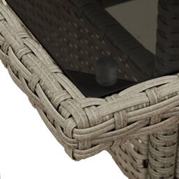 Berkfield Home Garden Table with Glass Top Light Grey 80x80x75 cm Poly Rattan - Size: 80 x 80 x 75 cm - thumbnail 9