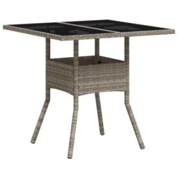 Berkfield Home Garden Table with Glass Top Light Grey 80x80x75 cm Poly Rattan - Size: 80 x 80 x 75 cm - thumbnail 7