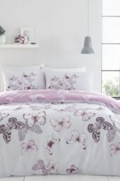 Catherine Lansfield 'Scatter Butterfly' Duvet Set in Purple - Size: Single - thumbnail 1