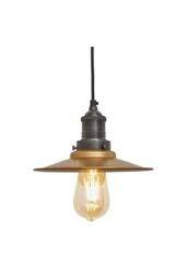 Industville Brooklyn Flat Pendant, 8 Inch, Brass, Pewter Holder in Bronze