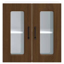 Berkfield Home Kitchen Wall Cabinet with Glass Door Kalmar Brown Oak Engineered Wood - thumbnail 7