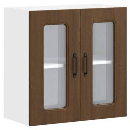 Berkfield Home Kitchen Wall Cabinet with Glass Door Kalmar Brown Oak Engineered Wood - thumbnail 3