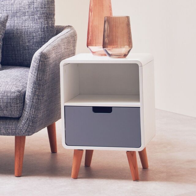 Orsina Versatile 1 Drawer Cabinet, Lightweight Display Case, White Narrow Storage Unit, Modern Bedroom Cabinet in Grey - image 1