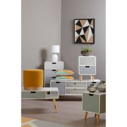 Orsina Versatile 1 Drawer Cabinet, Lightweight Display Case, White Narrow Storage Unit, Modern Bedroom Cabinet in Grey - thumbnail 8