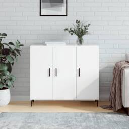 Berkfield Home Sideboard White 90x34x80 cm Engineered Wood - Size: 90 x 34 x 80 cm - thumbnail 2