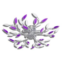 Berkfield Home Purple&White Ceiling Lamp Acrylic Crystal Leaf Arms for 5 E14 Bulbs - thumbnail 2