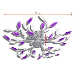 Berkfield Home Purple&White Ceiling Lamp Acrylic Crystal Leaf Arms for 5 E14 Bulbs - thumbnail 4