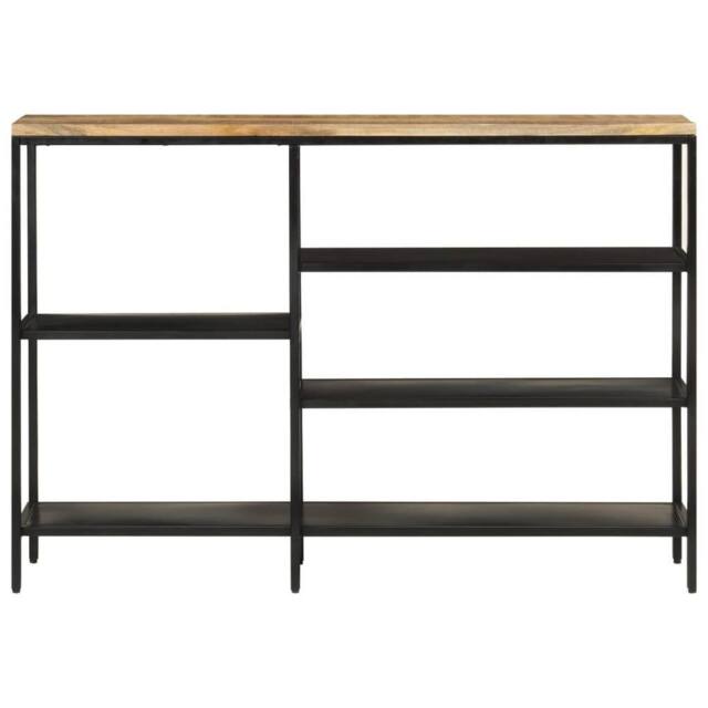Berkfield Home Console Table 110x30x75 cm Solid Rough Mango Wood & Iron in Brown - Size: 110 x 30 x 75 cm - image 1