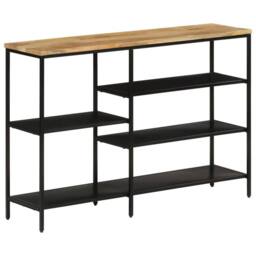 Berkfield Home Console Table 110x30x75 cm Solid Rough Mango Wood & Iron in Brown - Size: 110 x 30 x 75 cm - thumbnail 9