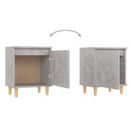 Berkfield Home Sturdy Bed Cabinet with Solid Wood Legs Concrete Grey 40x30x50 cm - Size: 40 x 30 x 50 cm - thumbnail 5