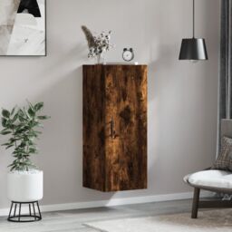 Berkfield Home Wall Mounted Cabinet Smoked Oak 34.5x34x90 cm in Brown - thumbnail 3