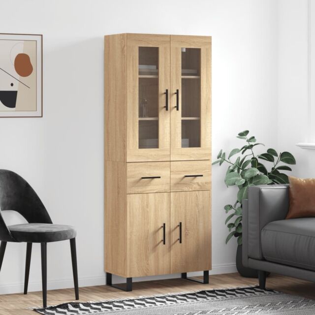 Berkfield Home Highboard Sonoma Oak 69.5x34x180 cm Engineered Wood in Brown - image 1