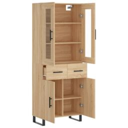 Berkfield Home Highboard Sonoma Oak 69.5x34x180 cm Engineered Wood in Brown - thumbnail 4