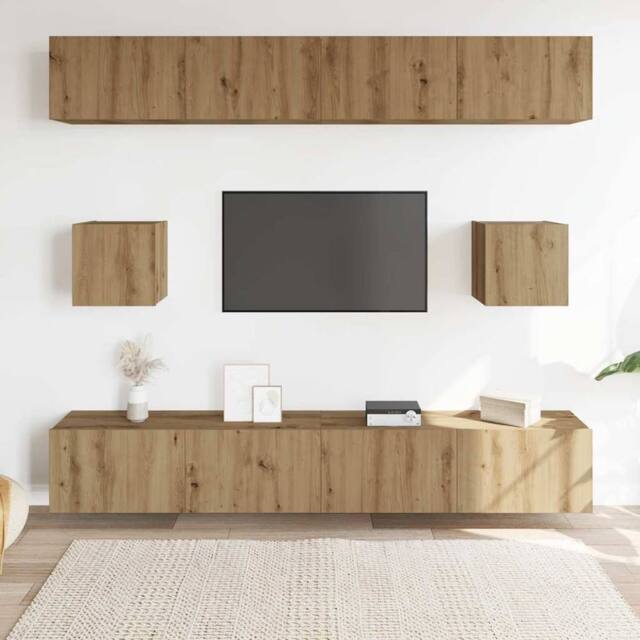 Berkfield Home Classic 6 Piece TV Cabinet Set Wall-mounted Artisan Oak Engineere - image 1