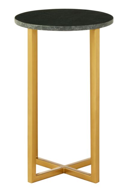 Orsina Small Marble & Iron Side Table, Nesting Table With Intersecting Iron Base, Metallic Small Table, Accent Table in Gold - image 1