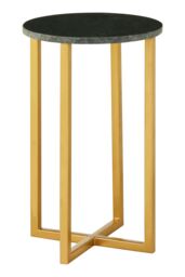 Orsina Small Marble & Iron Side Table, Nesting Table With Intersecting Iron Base, Metallic Small Table, Accent Table in Gold - thumbnail 2