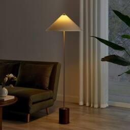 FurnitureboxUK Theo White & Wood Standing Floor Lamp in Walnut - thumbnail 2
