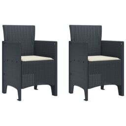 Berkfield Home Garden Chair Set of 2 Anthracite, Cream white Plastic Rattan
