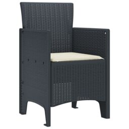 Berkfield Home Garden Chair Set of 2 Anthracite, Cream white Plastic Rattan - thumbnail 4