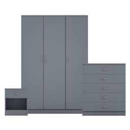 Home Discount Vida Designs Riano 3Pc Bedroom Set - 5 Drawer Chest, 3 Door Wardrobe in Grey - thumbnail 8