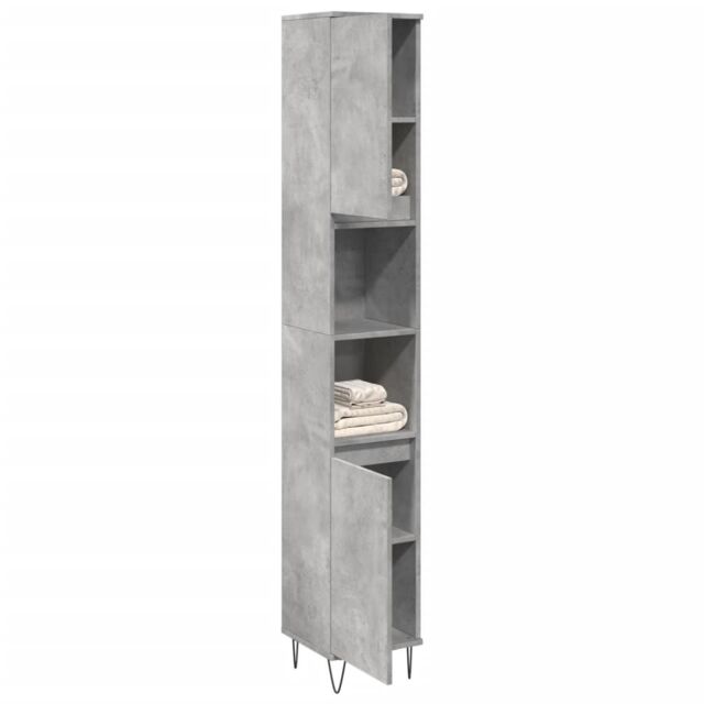 Berkfield Home Bathroom Cabinet Concrete Grey 30x30x190 cm Engineered Wood - Size: 30 x 30 x 190 cm - image 1
