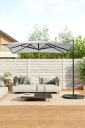 Living and Home Large Square Canopy Rotating Outdoor Cantilever Parasol with Fillable Base in Light Grey - thumbnail 1