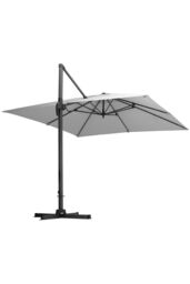 Living and Home Large Square Canopy Rotating Outdoor Cantilever Parasol with Fillable Base in Light Grey - thumbnail 4