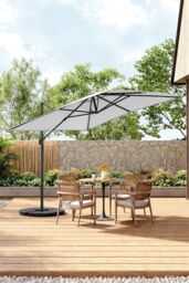 Living and Home Large Square Canopy Rotating Outdoor Cantilever Parasol with Fillable Base in Light Grey - thumbnail 2