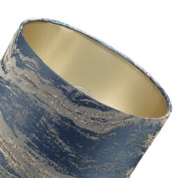 Happy Homewares Navy Blue Jacquard Cotton Lamp Shade with Gold Leaf Foil Wavy Decor in Midnight - Size: 10 inches - thumbnail 4