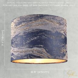Happy Homewares Navy Blue Jacquard Cotton Lamp Shade with Gold Leaf Foil Wavy Decor in Midnight - Size: 10 inches - thumbnail 7