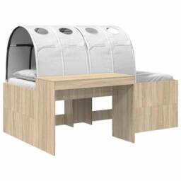 Berkfield Home Bed with Tunnel 3 pcs Artisian Oak & White Engineered Wood in Brown - thumbnail 2
