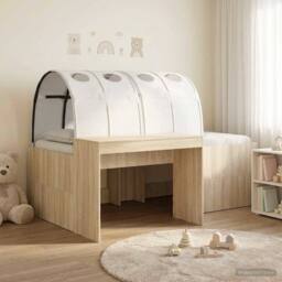 Berkfield Home Bed with Tunnel 3 pcs Artisian Oak & White Engineered Wood in Brown - thumbnail 1