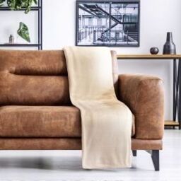 New Edge Blinds Plush Collection Flannel Fleece Super Soft Throw in Cream - Size: 127 cm x 152 cm - thumbnail 5