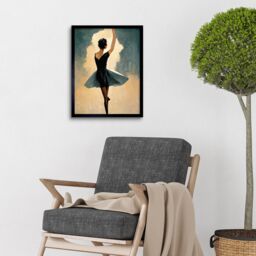 "Artery8 Wall Art Print Ballet Dancer Spinning In Black Dress Pastel Art Framed - Size: W12"" x H16""" - thumbnail 2