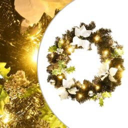 Berkfield Home Christmas Wreath with LED Lights Black 60 cm PVC