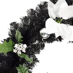 Berkfield Home Christmas Wreath with LED Lights Black 60 cm PVC - thumbnail 5