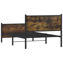 Berkfield Home Metal Bed Frame without Mattress Smoked Oak 100x190 cm in Brown - thumbnail 7
