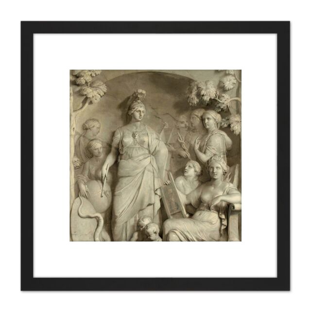 Artery8 De Lairesse Allegory Of Sciences 8X8 Inch Square Wooden Framed Wall Art Print Picture with Mount in Black - image 1