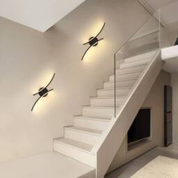 COMELY Indoor Wall Lights, 20W Curved Acrylic Black Wall Lights, Warm White - thumbnail 6