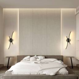 COMELY Indoor Wall Lights, 20W Curved Acrylic Black Wall Lights, Warm White - thumbnail 3