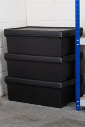 Wham Bam 3 x 36L Stackable Plastic Storage Box & Lid in Black