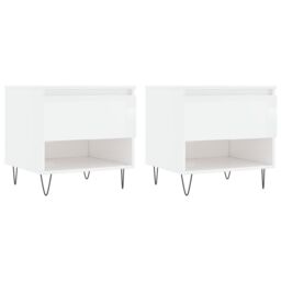 Berkfield Home Coffee Tables 2 pcs High Gloss White 50x46x50 cm Engineered Wood - Size: 50 x 46 x 50 cm - thumbnail 2