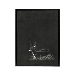 "Artery8 Stylised Waterbuck Painting De Mesquita Framed Canvas Wall Art Print in Black - Size: W18"" x H24""" - thumbnail 1
