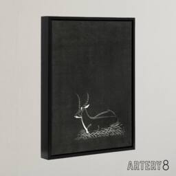 "Artery8 Stylised Waterbuck Painting De Mesquita Framed Canvas Wall Art Print in Black - Size: W18"" x H24""" - thumbnail 2