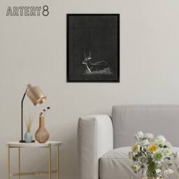 "Artery8 Stylised Waterbuck Painting De Mesquita Framed Canvas Wall Art Print in Black - Size: W18"" x H24""" - thumbnail 3